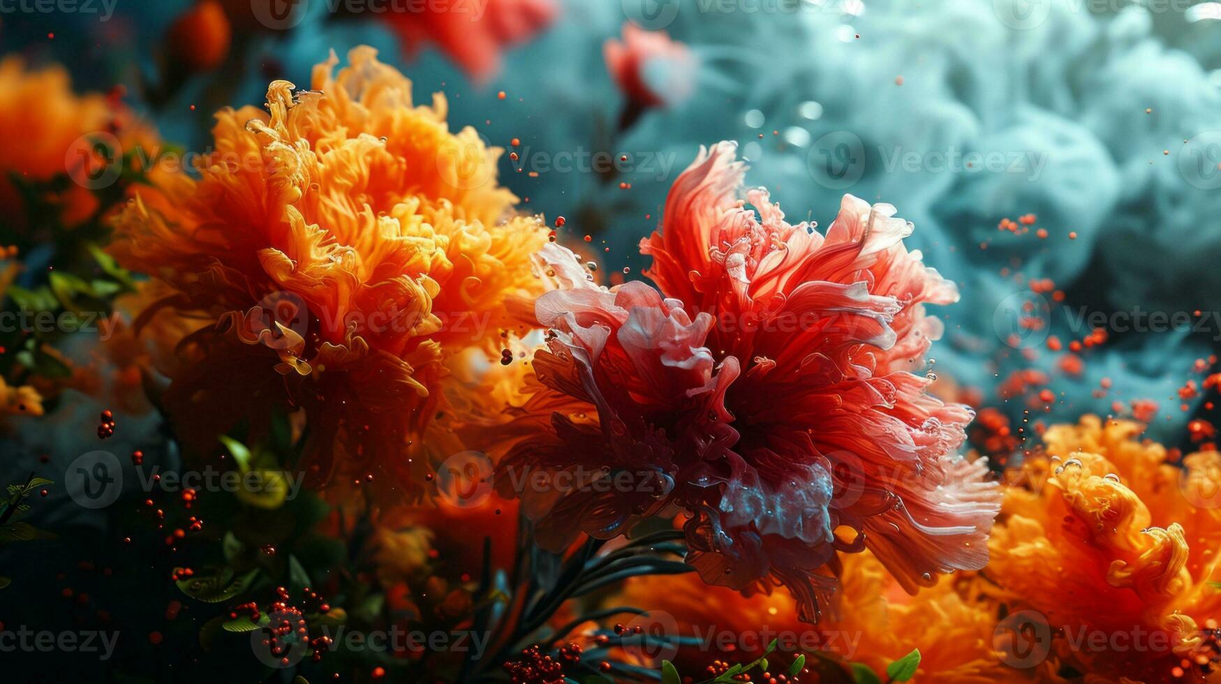 AI generated Floral background. Abstract futuristic background photo