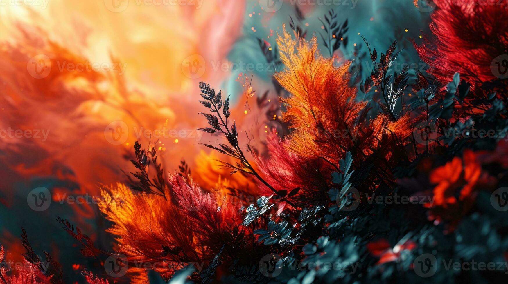 AI generated Floral background. Abstract futuristic background photo