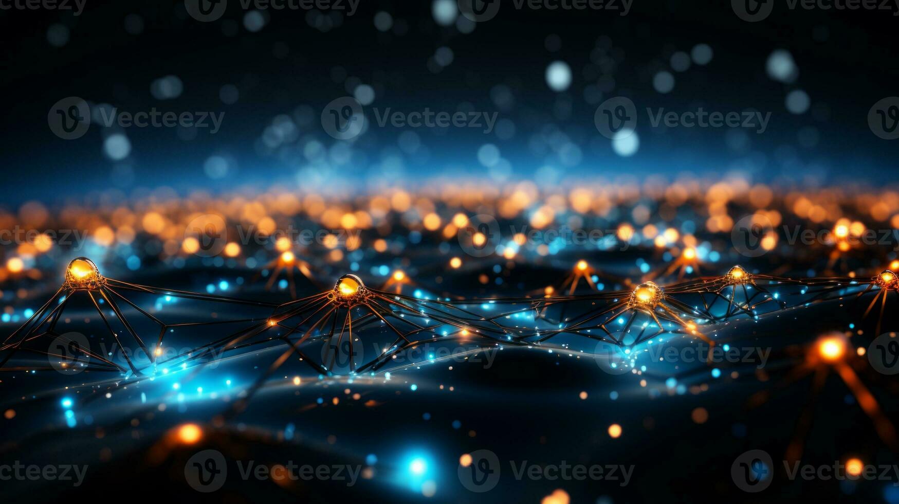 AI generated Digital information flows through networks, Generative AI photo