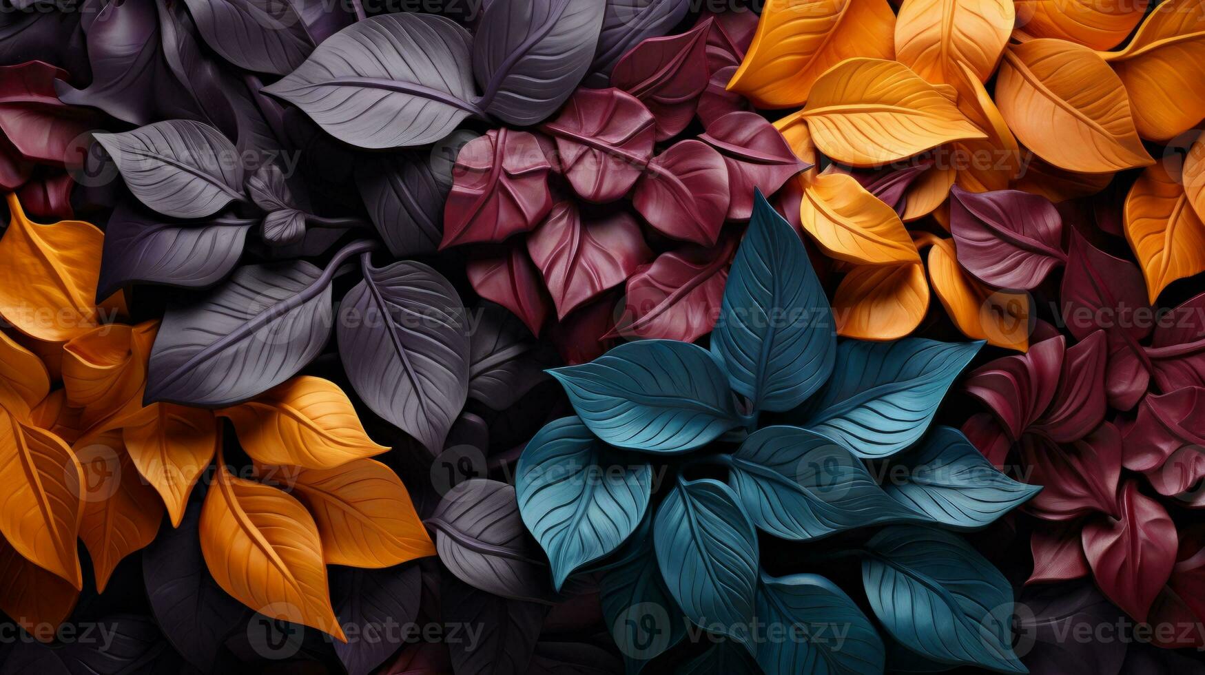 AI generated Autumn leaves in different colors photo
