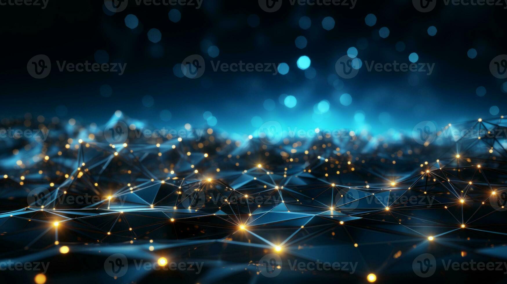 AI generated Futuristic blue dots background with a dynamic wave. 3d rendering. photo