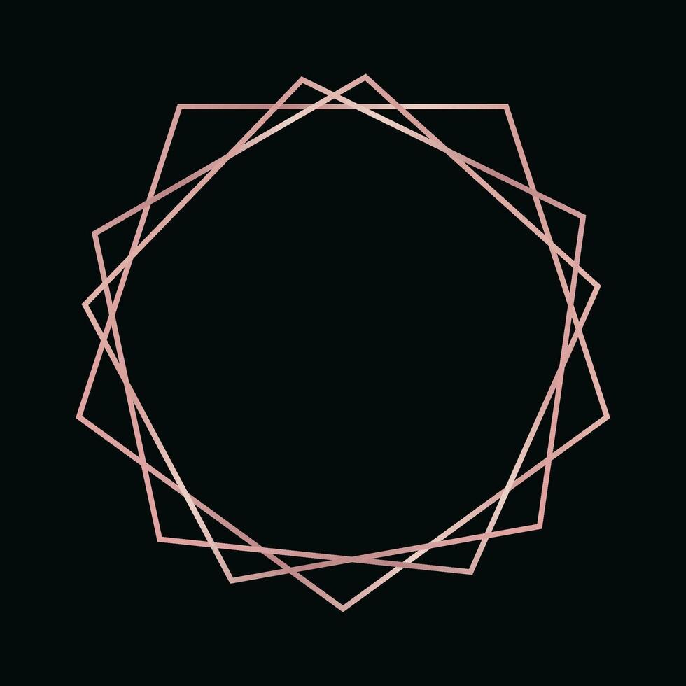 Rose gold geometric polygonal frame vector