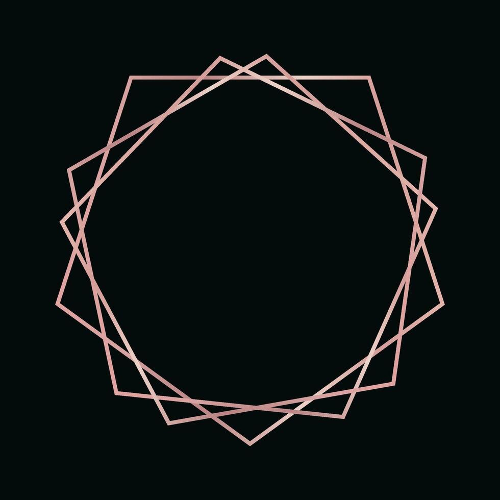 Rose gold geometric polygonal frame vector