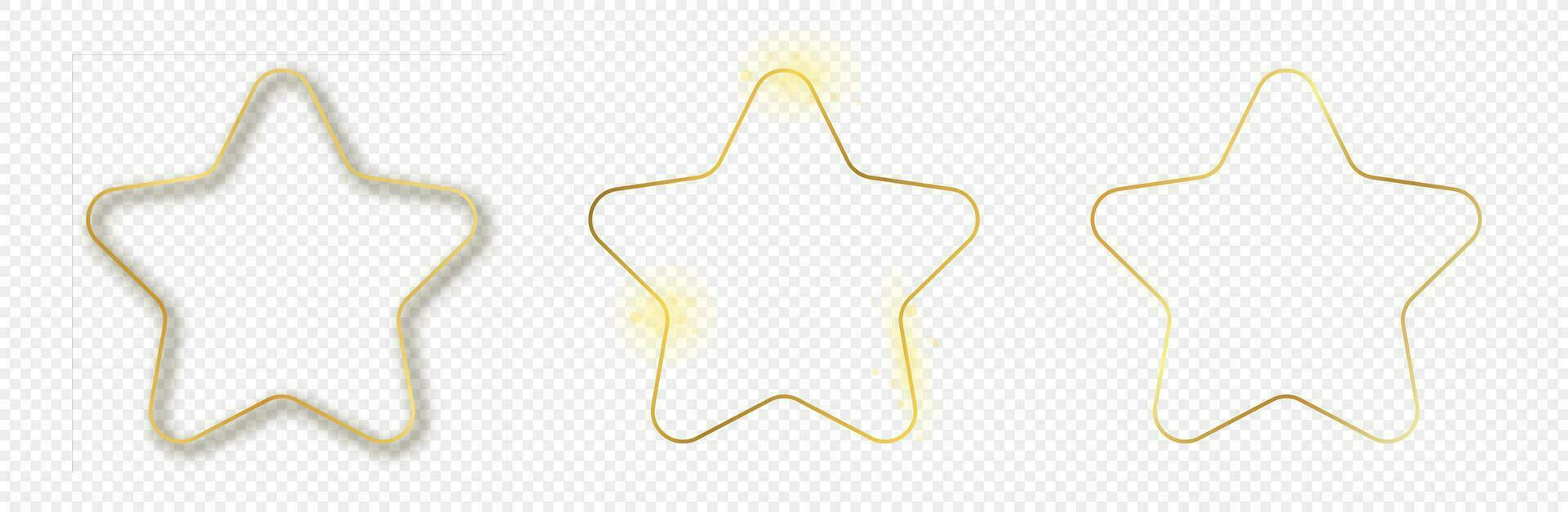 Gold glowing rounded star shape frame vector