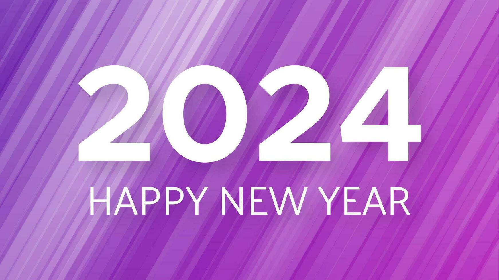 2024 Happy New Year background.  Modern greeting banner template with white 2024 New Year numbers on violet abstract background with lines. Vector illustration