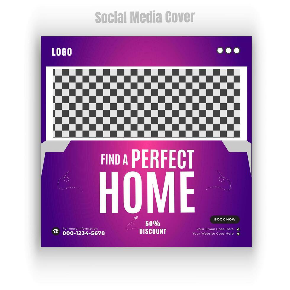 Luxury home for sale property and 2 color gradient clean background or digital construction social media post design home social media post design vector