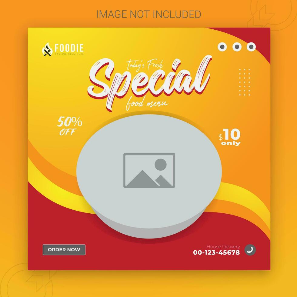 Design with red and orange shapes suitable for pizza and food menu social media post restaurant vector