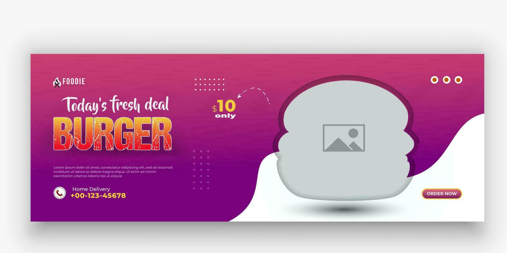 delicioso Pizza comida menú social medios de comunicación cubrir, enviar modelo para restaurante negocio, especial Fresco y sano hamburguesa cronograma cubrir diseño, seminario web para publicidad Campaña con vistoso antecedentes vector