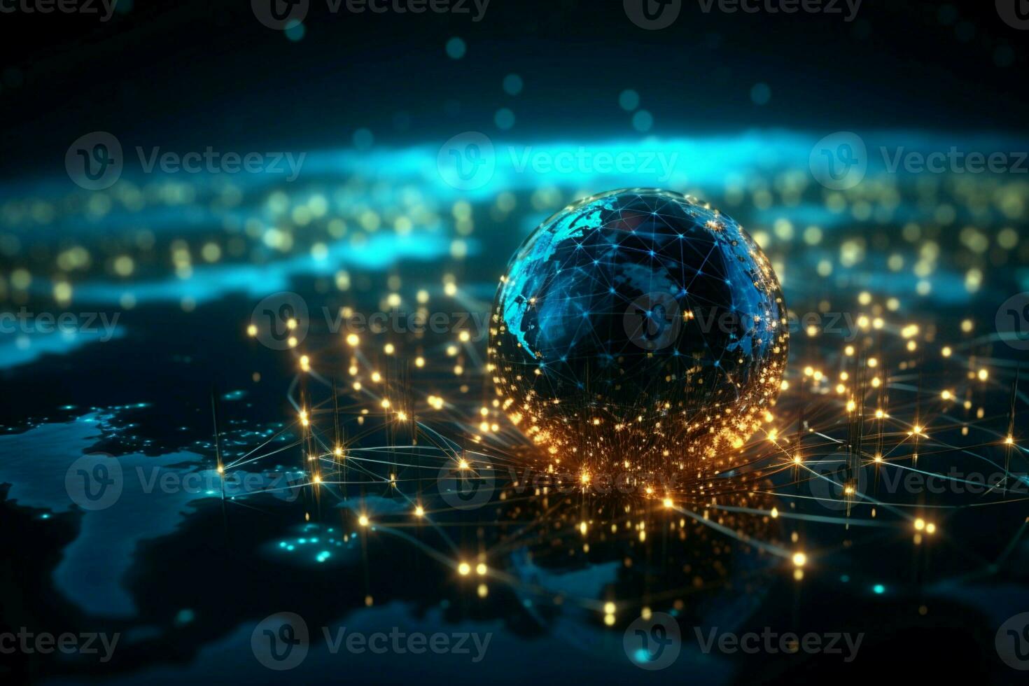 AI generated Connected world Global social network and business connections visualized photo