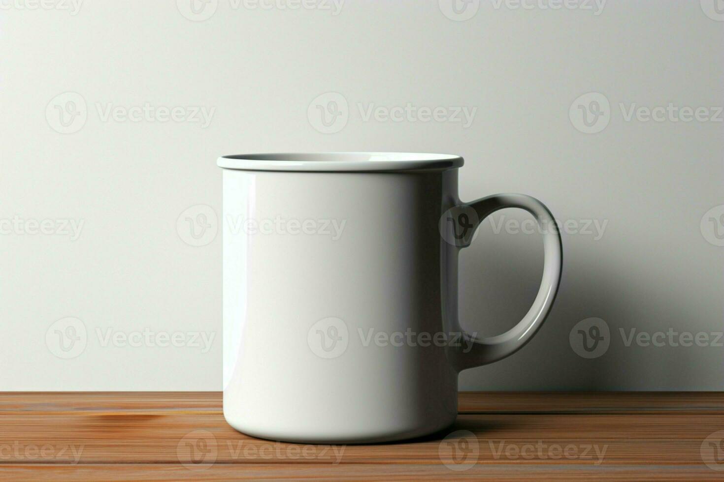 AI generated Simple mockup White enamel mug in 3D rendering blank template photo