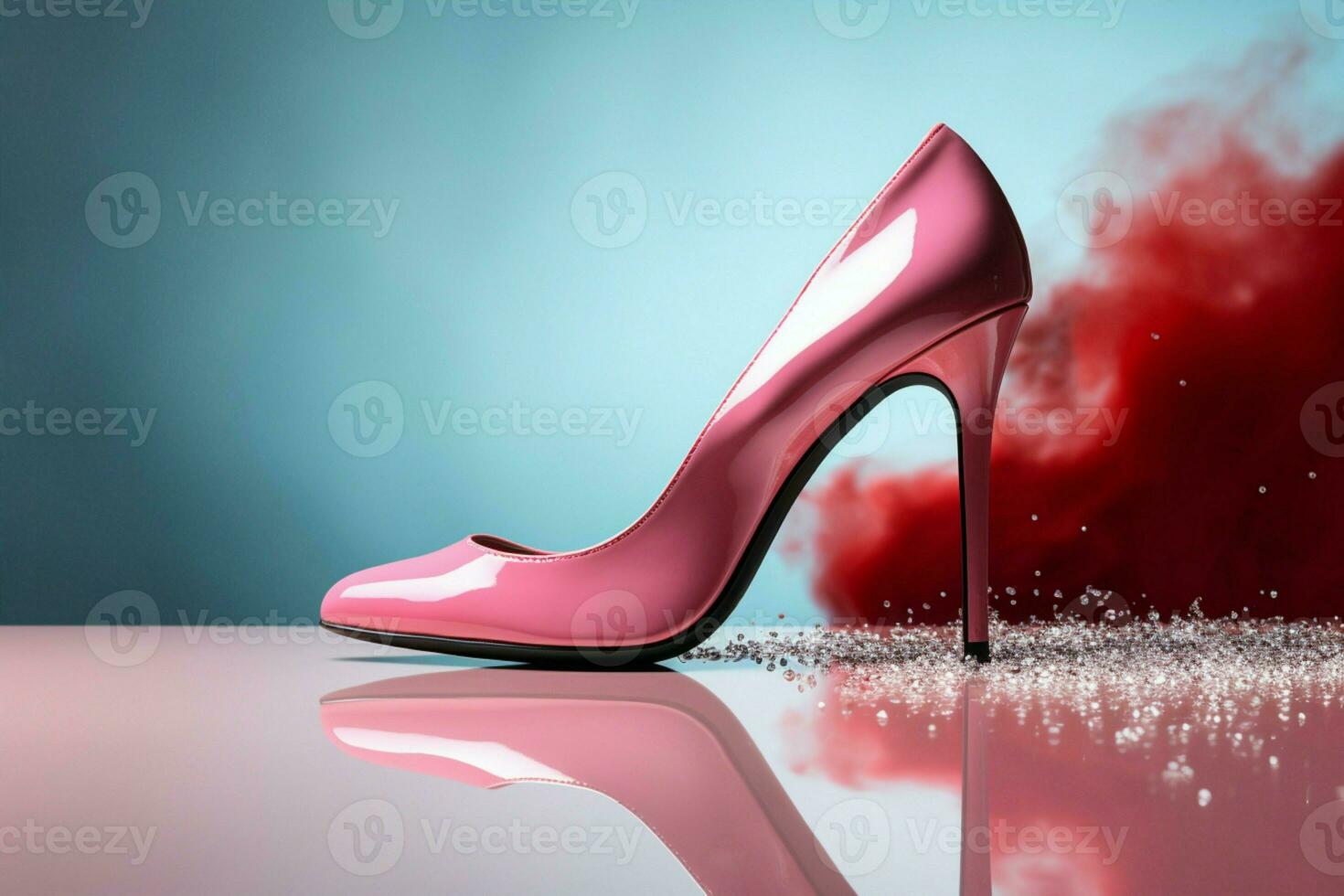 AI generated Celebration chic High heeled female shoe with ample copy space photo