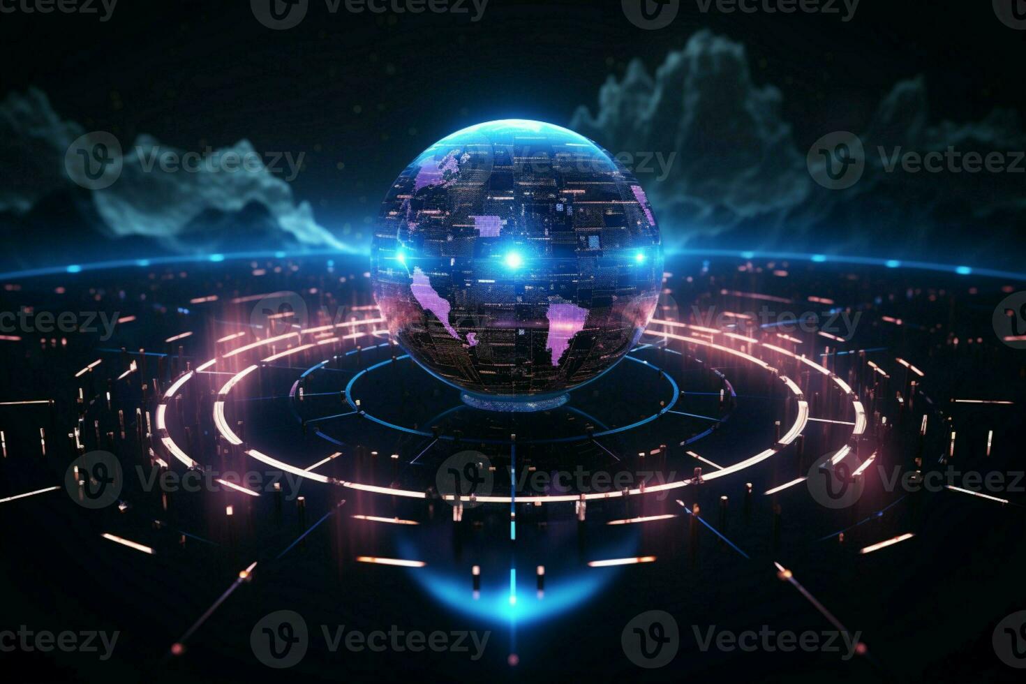 AI generated Digital synergy Metaverse technology, global networking for data exchanges photo