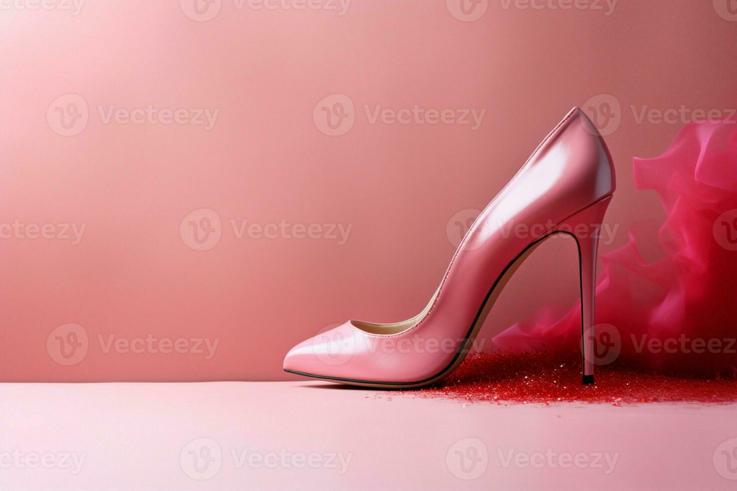 AI generated Womens Day elegance High heeled shoe backdrop with empty copy space photo