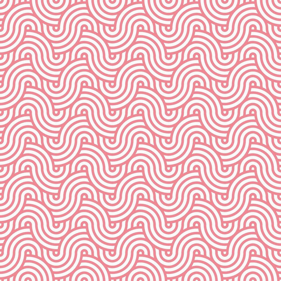 Pink seamless abstract geometric japanese circles lines and waves pattern vector