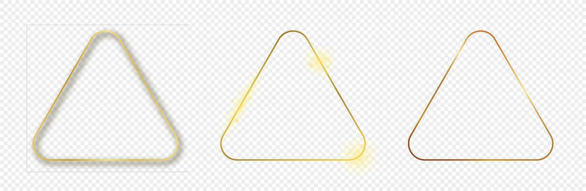 Gold glowing rounded triangle frame vector