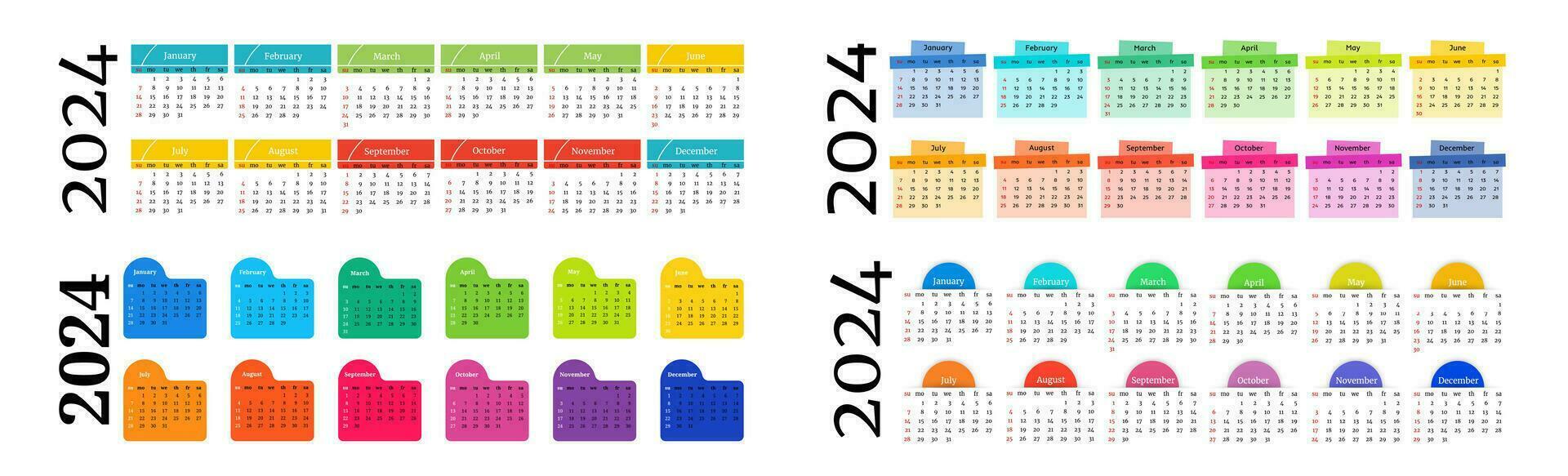 calendario para 2024 aislado en un blanco antecedentes vector