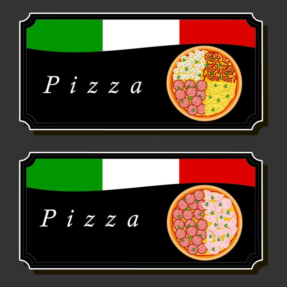 Illustration on theme big hot tasty pizza to pizzeria menu vector