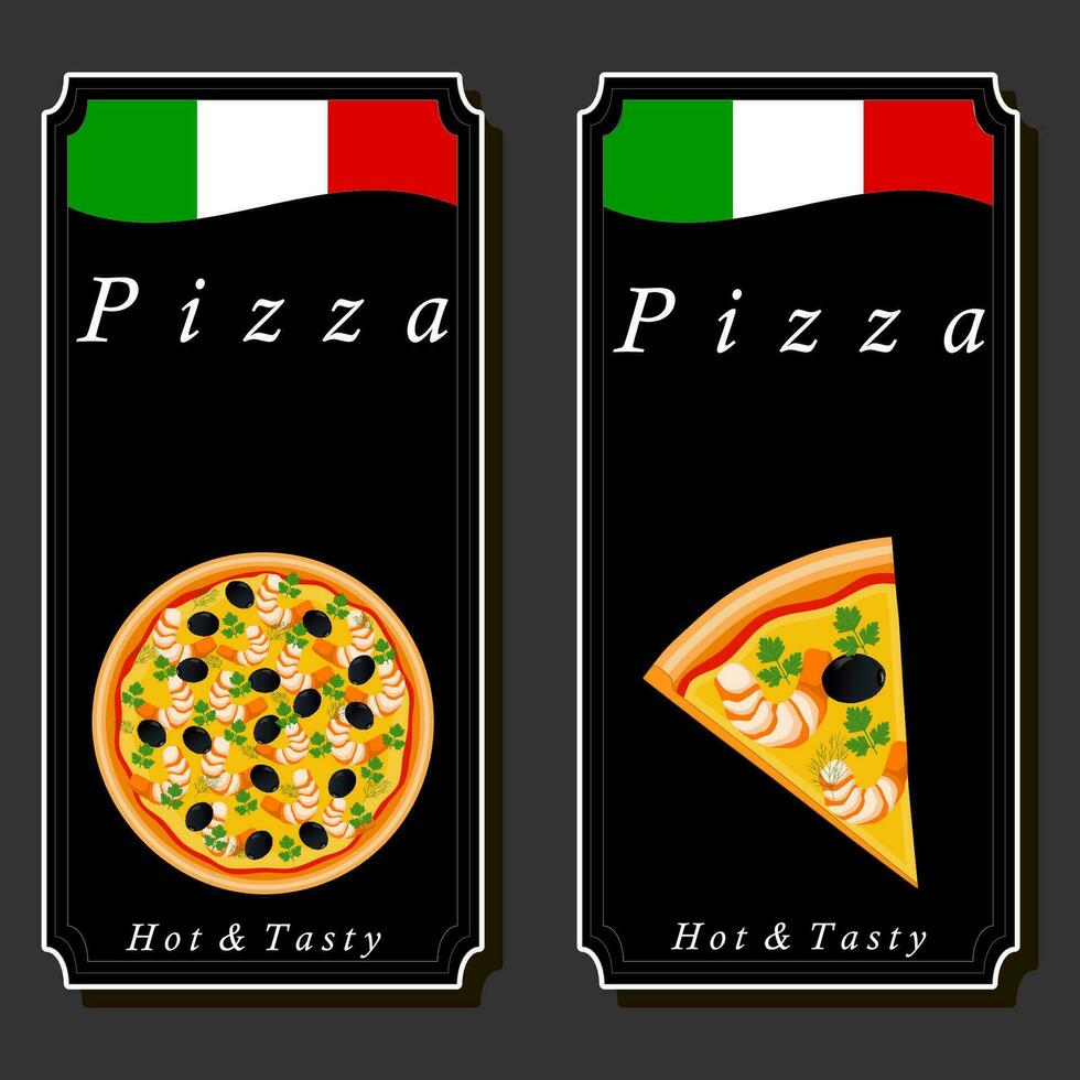 Illustration on theme big hot tasty pizza to pizzeria menu vector