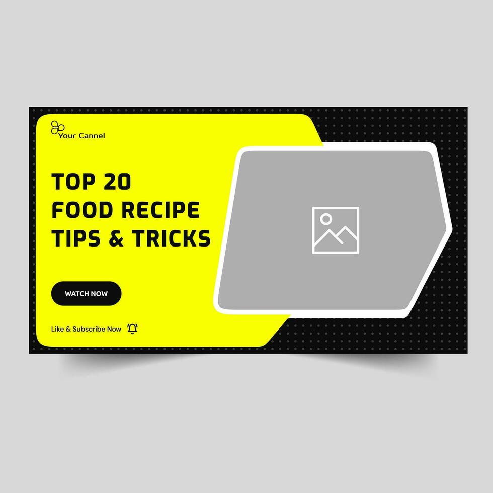 Trendy food recipe techniques video thumbnail banner design, food review video tutorial banner design, fully editable vector eps 10 file format