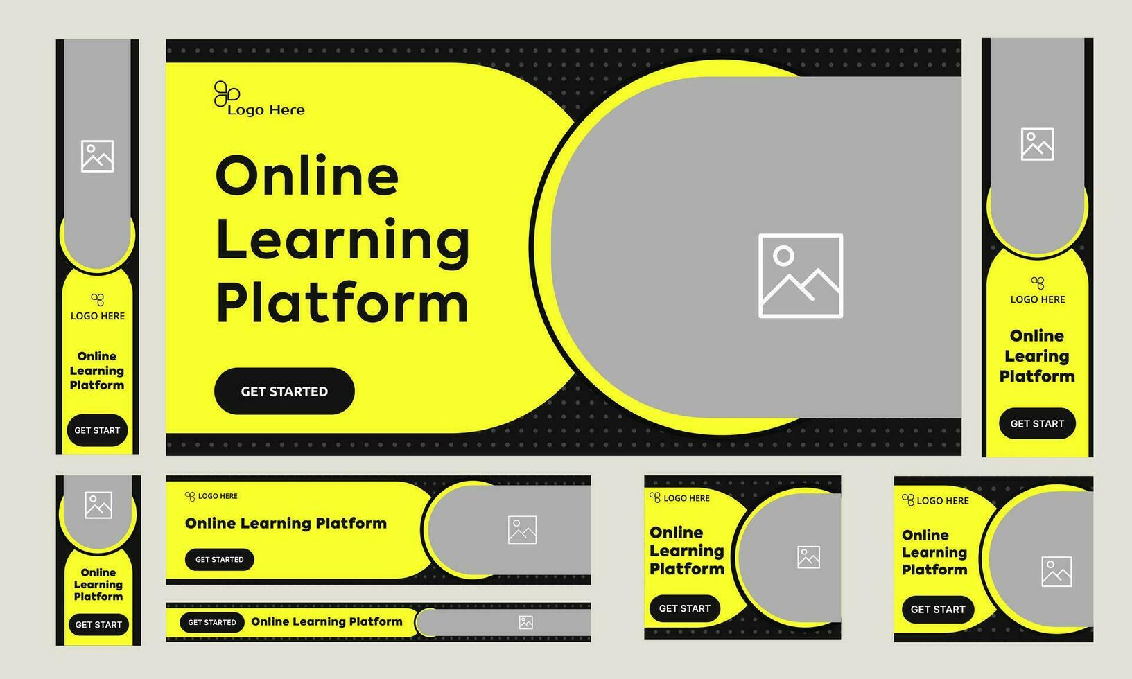 Best online learning  web set banner design for social  media post, education system web bundle banner design, fully editable vector eps 10 file format