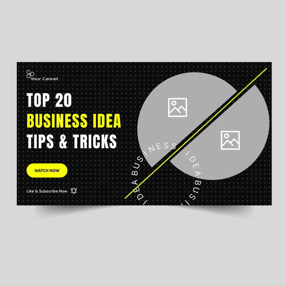 Trendy business concept video thumbnail banner design, business idea tips and tricks vector video cover banner design, fully editable vector eps 10 file format