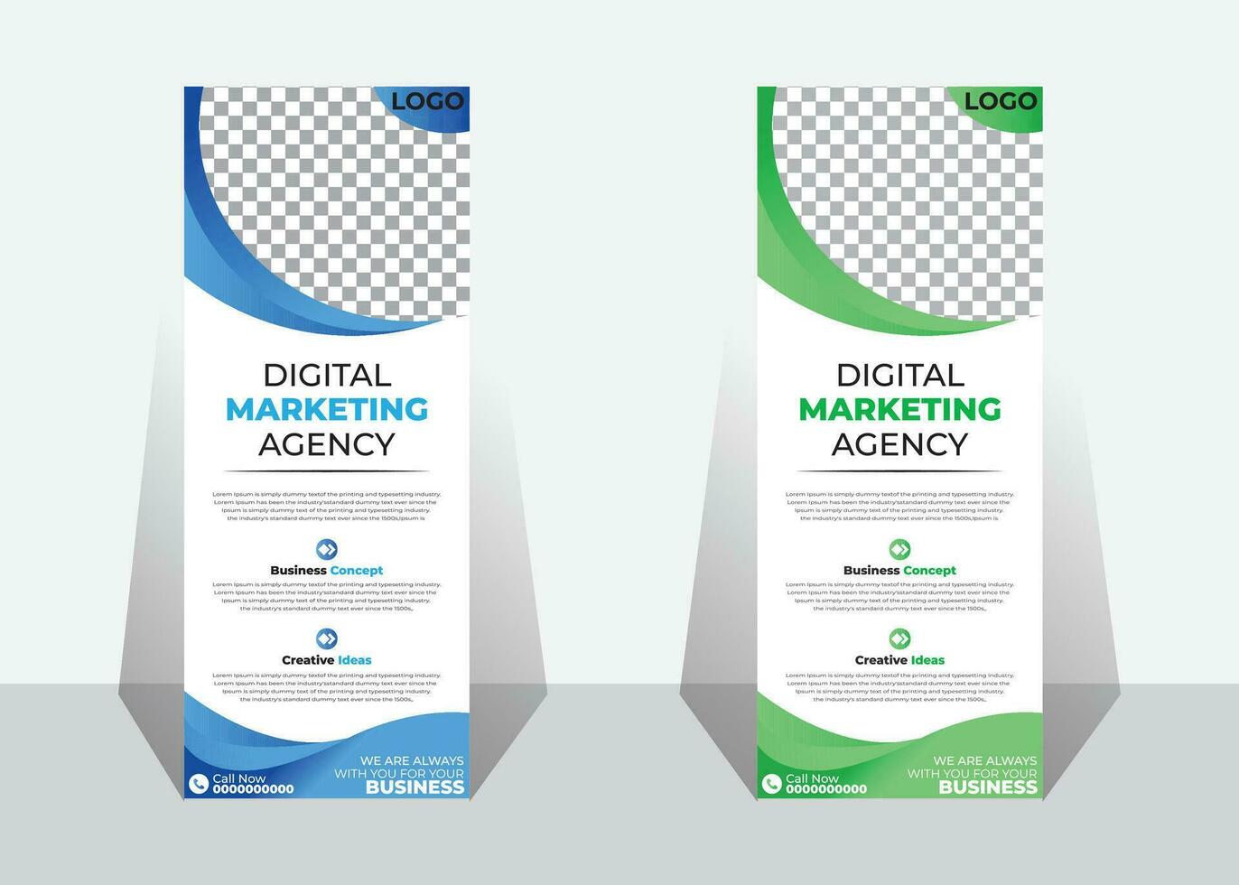 business roll up display standee for presentation purpose. vector