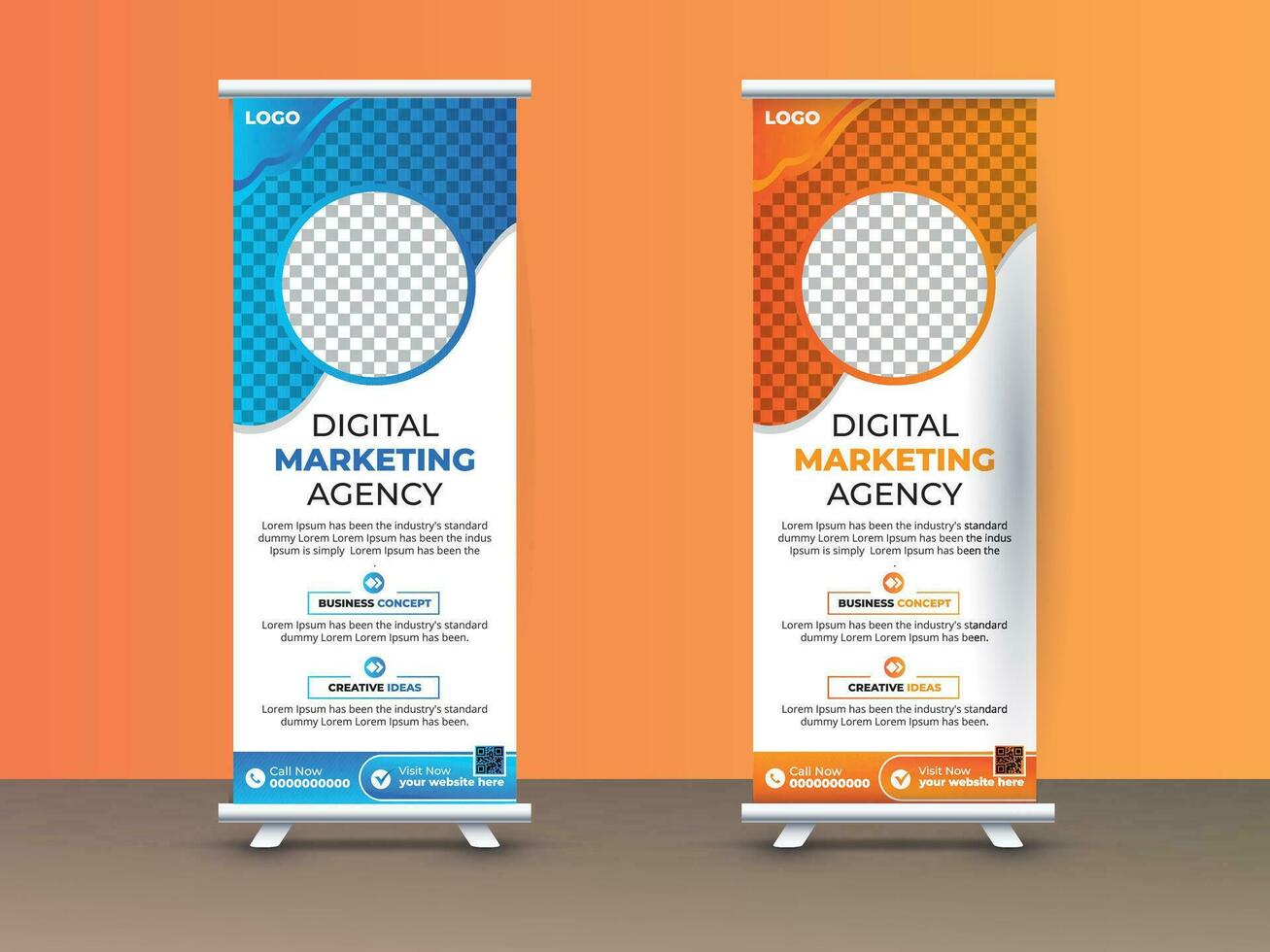 business roll up display standee for presentation purpose. vector