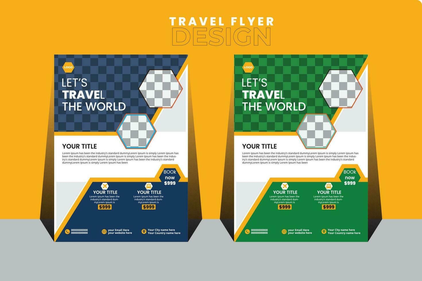 Travel flyer design for your business. vector