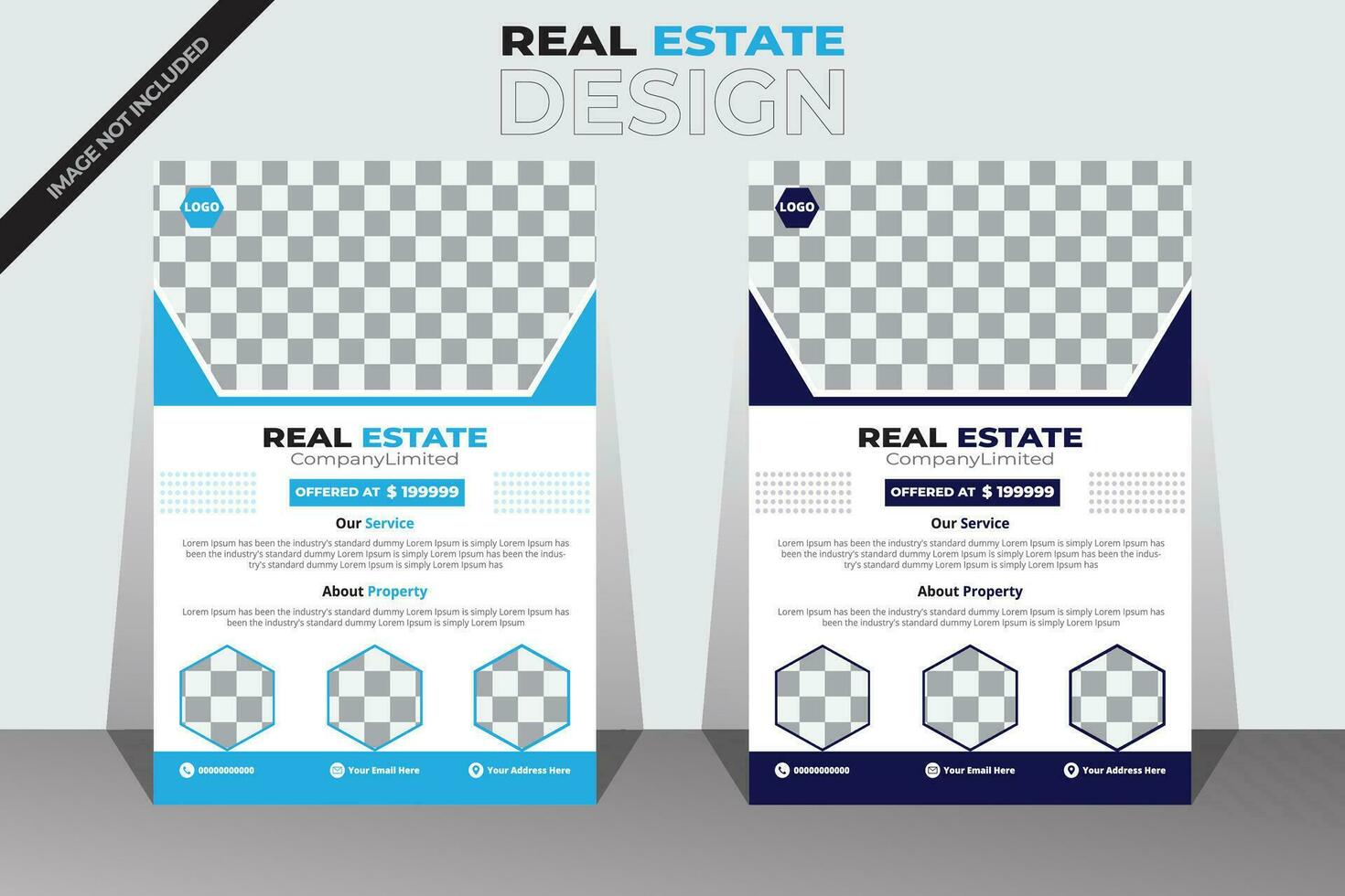 real estate flyer design. vector