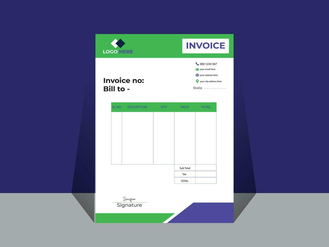 minimalist invoice design templat. vector
