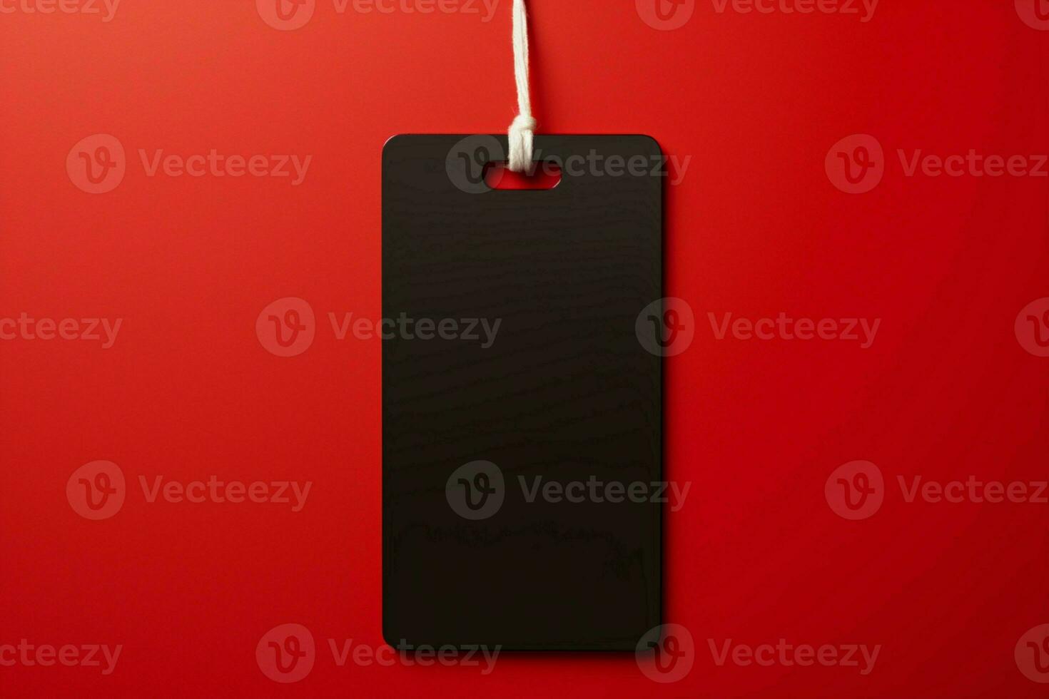 AI generated Sale promotion Blank price tag on striking red background photo