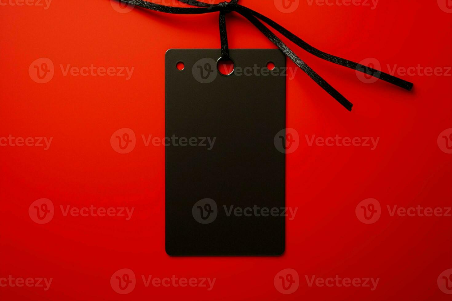 AI generated Vibrant red background Blank price tag for Black Friday sale photo