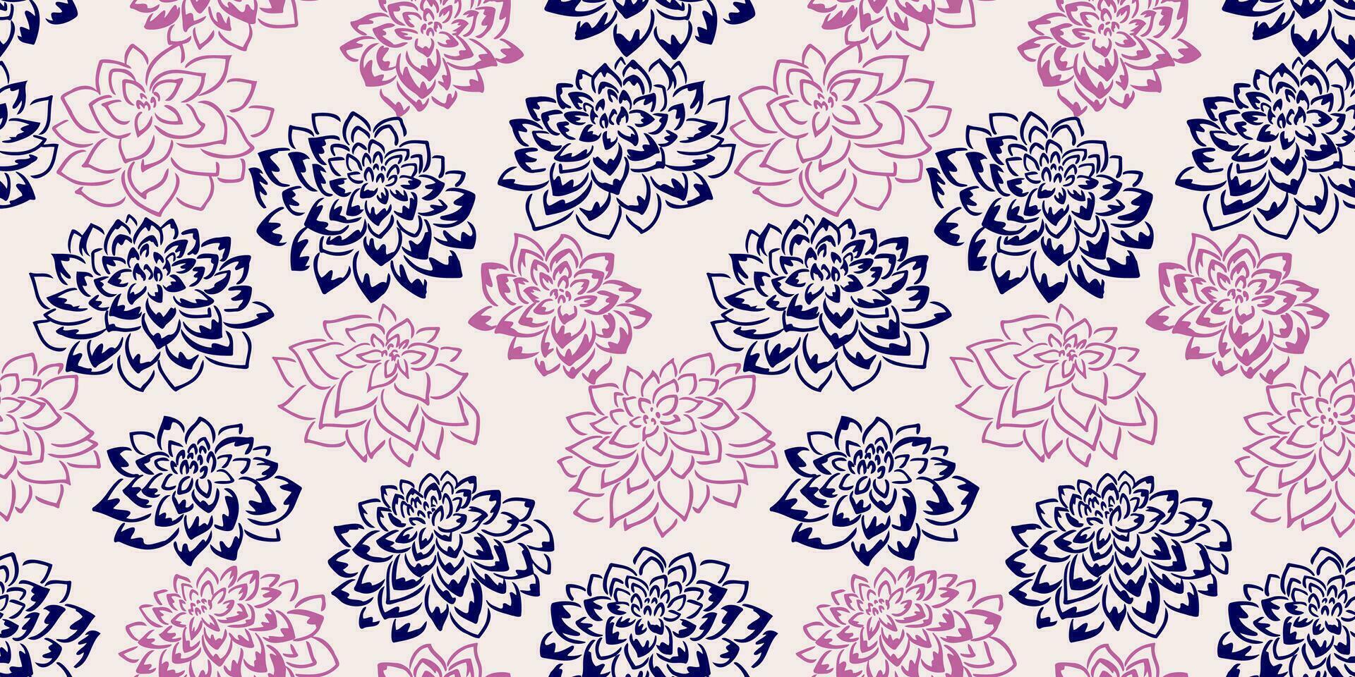 Abstract seamless pattern with shape, outline flowers. Vector hand drawn sketch. Simple stylized background textured floral print. Design for fashion, fabric, wallpaper.