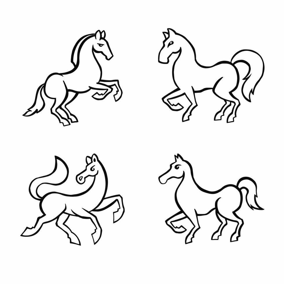 caballo contorno colocar, caballo línea, vector ilustración eps 10