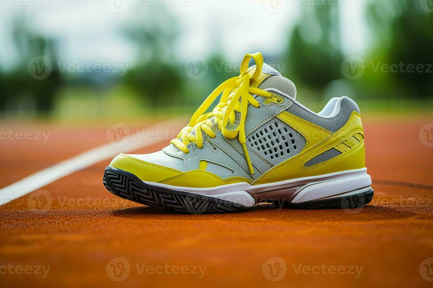 AI generated Active lifestyle Sneakers close up, paired with tennis gear photo