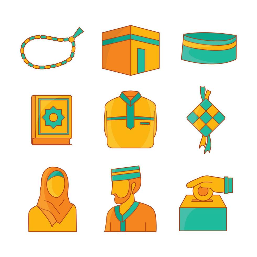 islamic ramadan icon set vector illustration