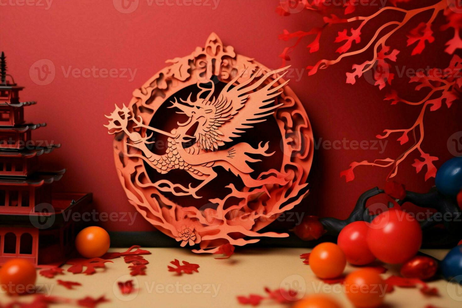 AI generated Invitation design Happy Chinese New Year concept for festive celebration photo
