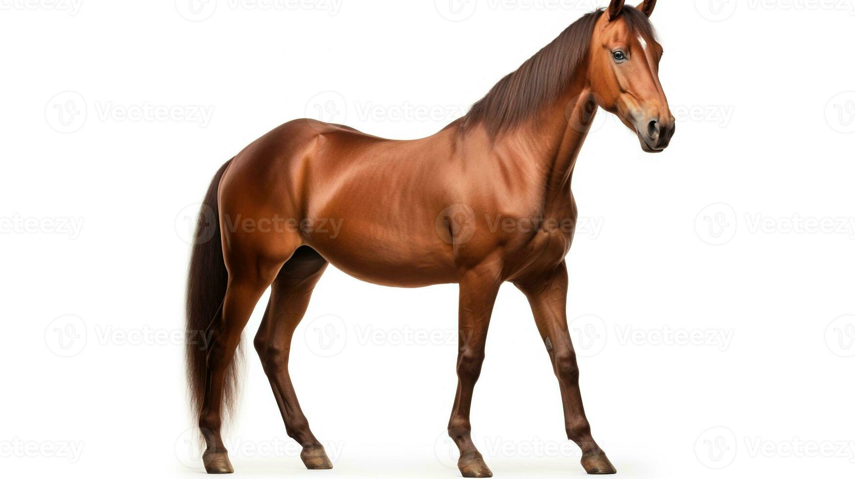 AI generated Bay Horse on White Background. Animal, Mammal, Ranch, Pet photo