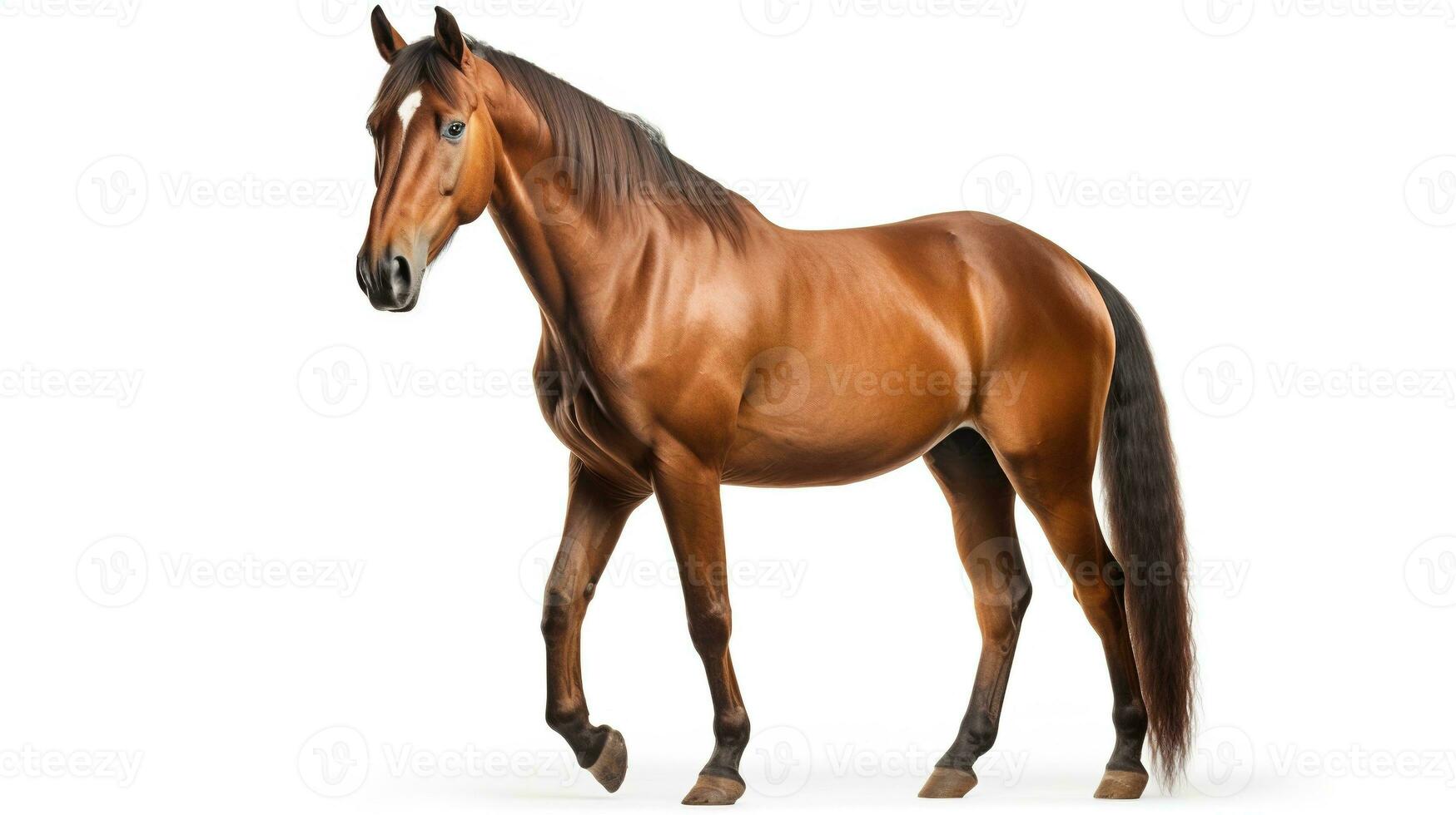 AI generated Bay Horse on White Background. Animal, Mammal, Ranch, Pet photo