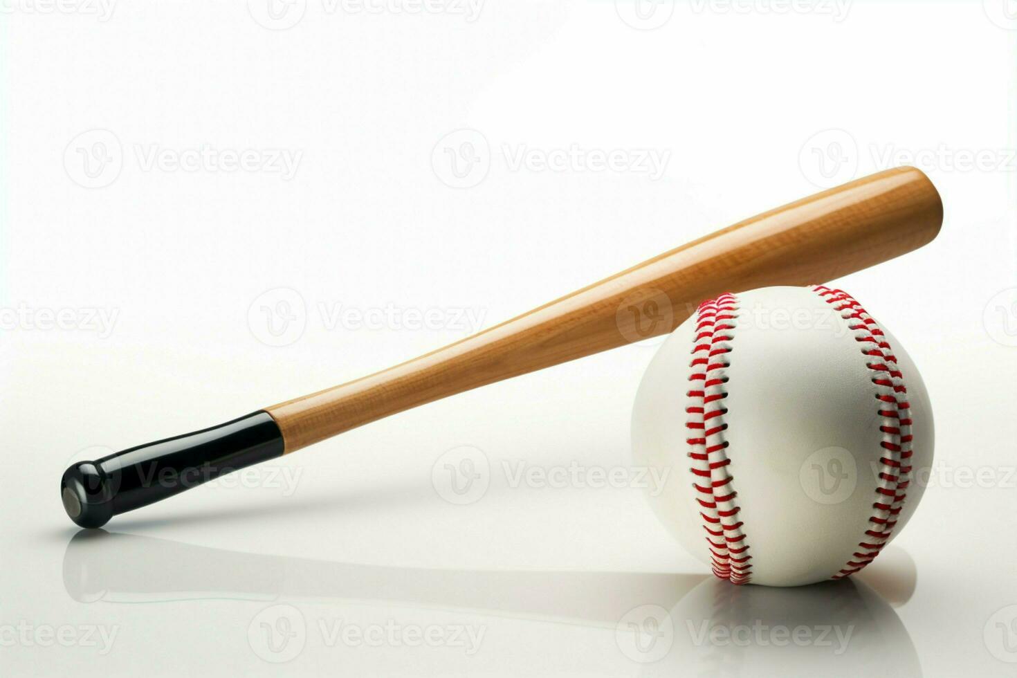 AI generated Isolated simplicity Baseball bat and ball against a white background photo