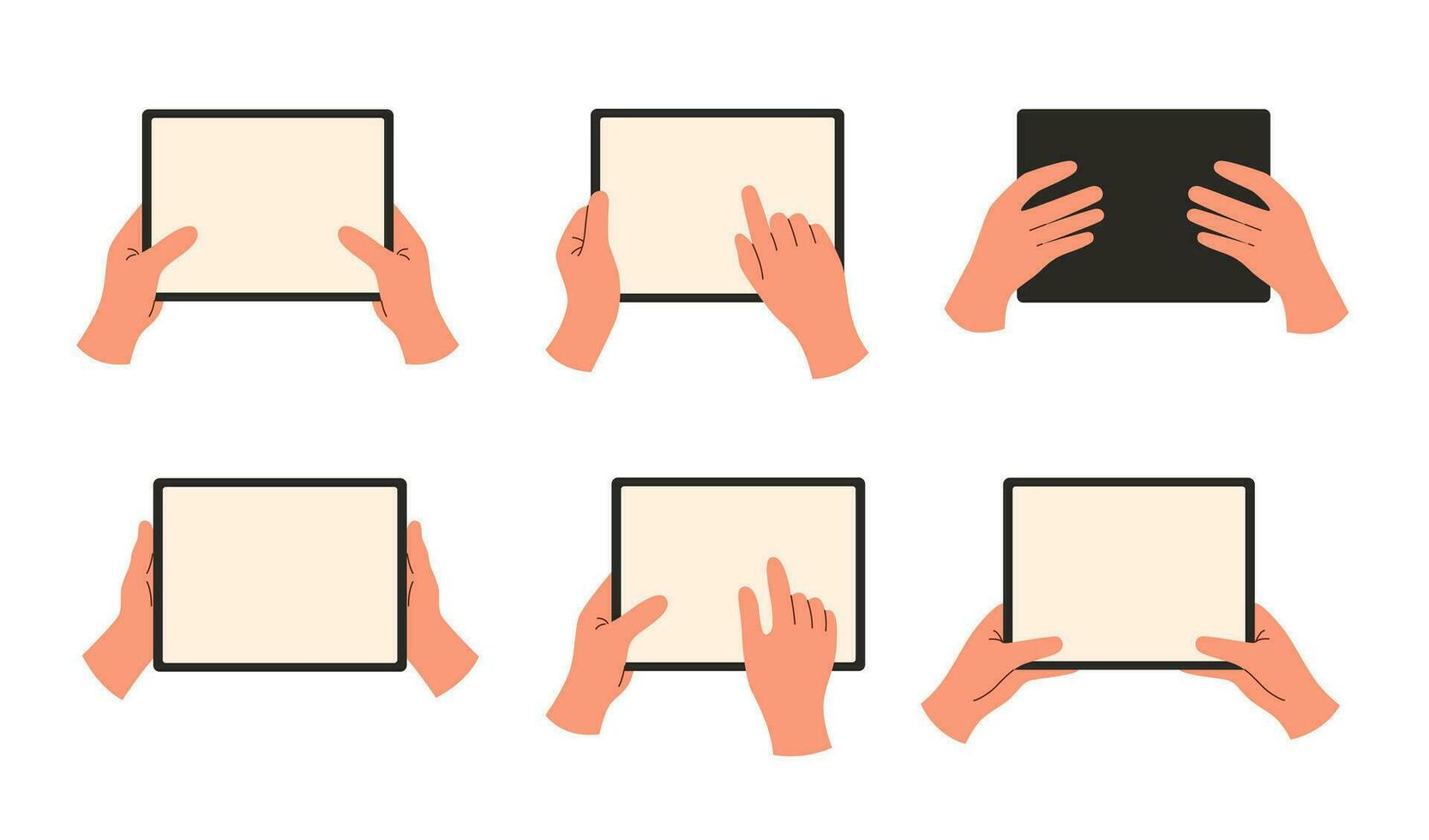 Hands with tablets set vector