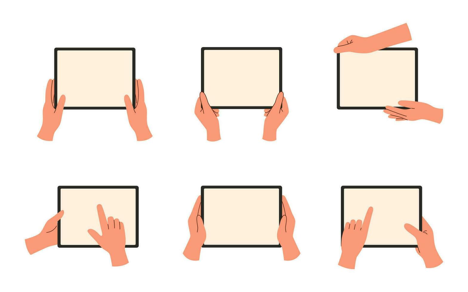 Hands with tablets set vector