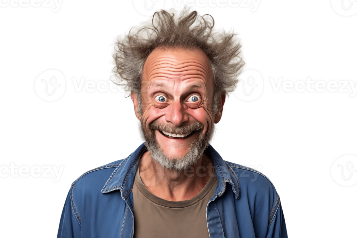 AI generated Amiable Man Face Laughing on Transparent Background. AI png