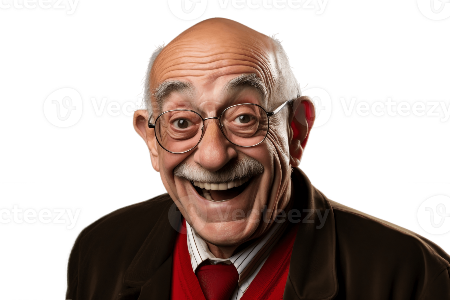 AI generated Happy Grandfather Face Shot Isolated on Transparent Background. AI png