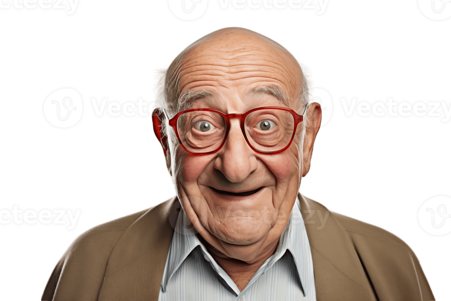 AI generated Happy Grandfather Face Shot Isolated on Transparent Background. AI png