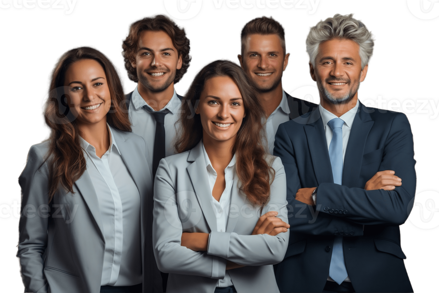 AI generated Happy Business People Team Crossing Arms on Transparent Background. AI png