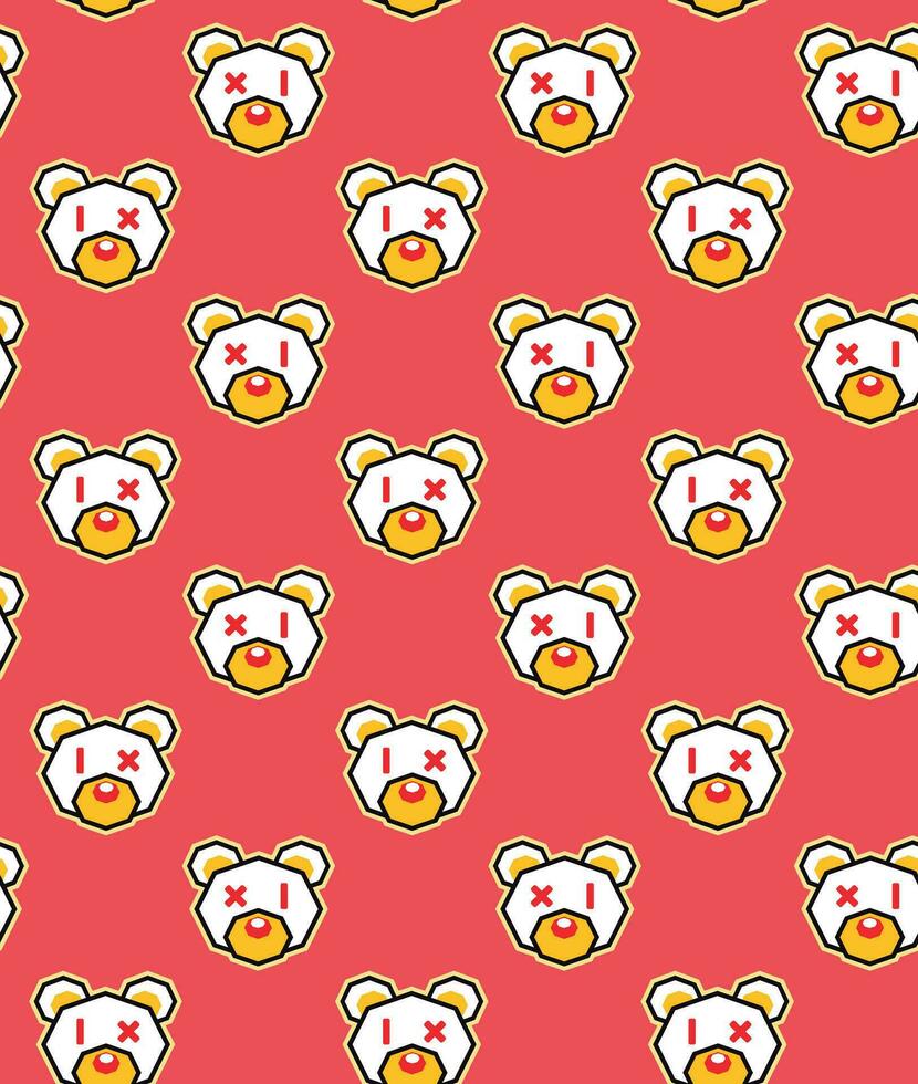 Colorful geometric shape bear pattern. Vector illustration