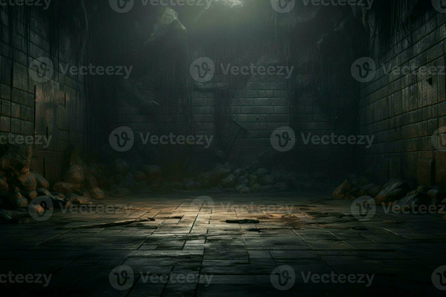 AI generated Eerie Halloween ambiance Dark horror background featuring vacant wooden planks AI Generated photo