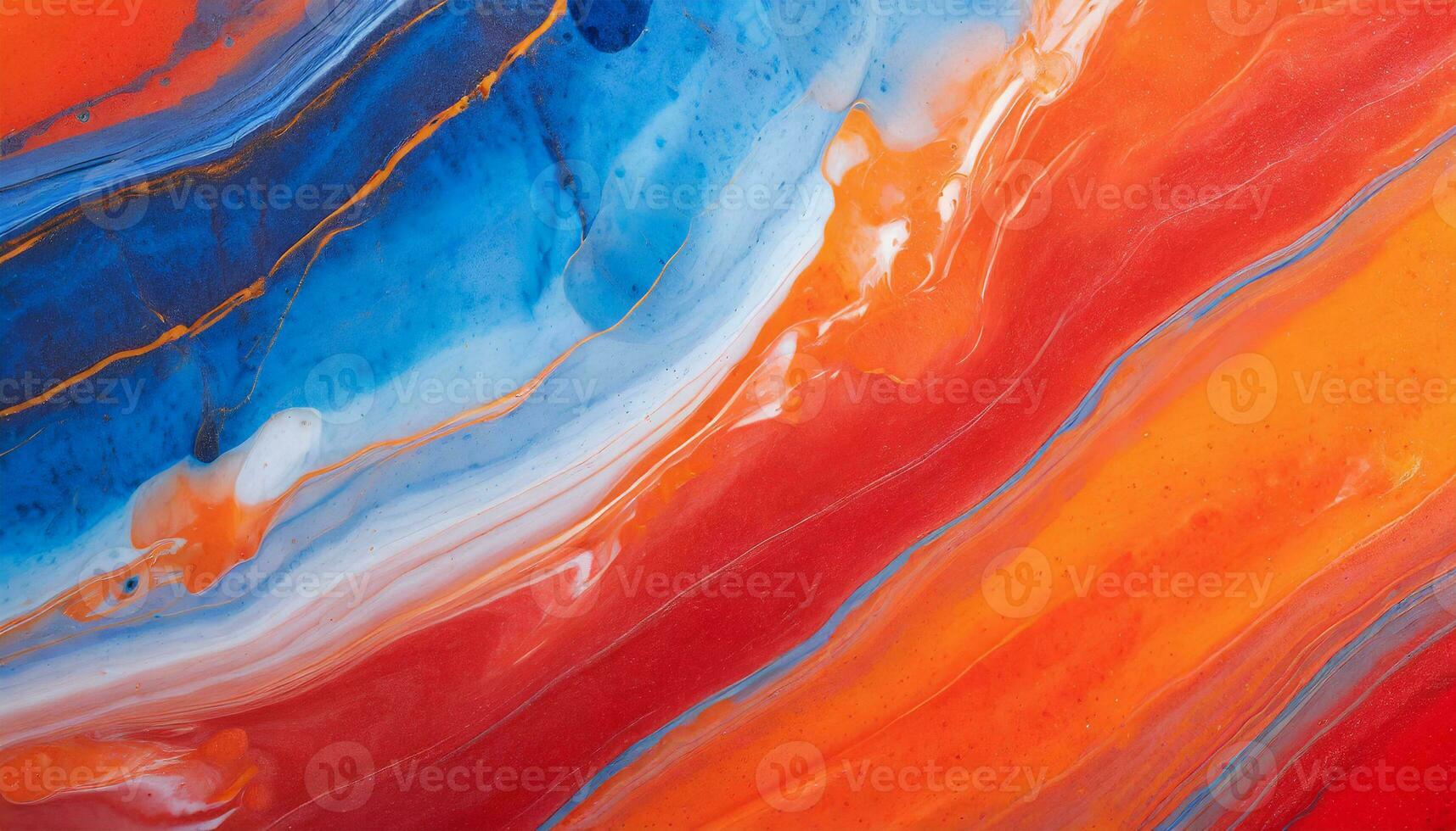 AI generated Abstract Blue and orange Marble Waves texture, fluid art Marble Acrylic Background photo