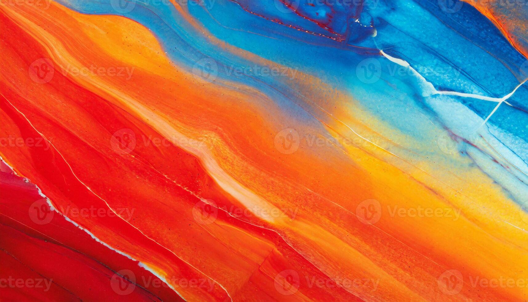 AI generated Abstract Blue and orange Marble Waves texture, fluid art Marble Acrylic Background photo